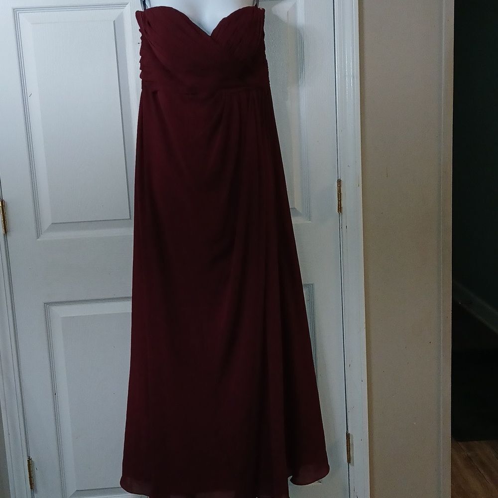 Bill Levkoff wine burgundy strapless gown wedding bridemaid Sz 16 NWOT